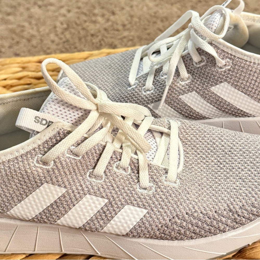 Adidas Gray and White Mesh Sneakers with Sleek Design